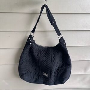 Vera Bradley Black & Baroque Shoulder Bag Purse Retired Pattern Pockets Galore